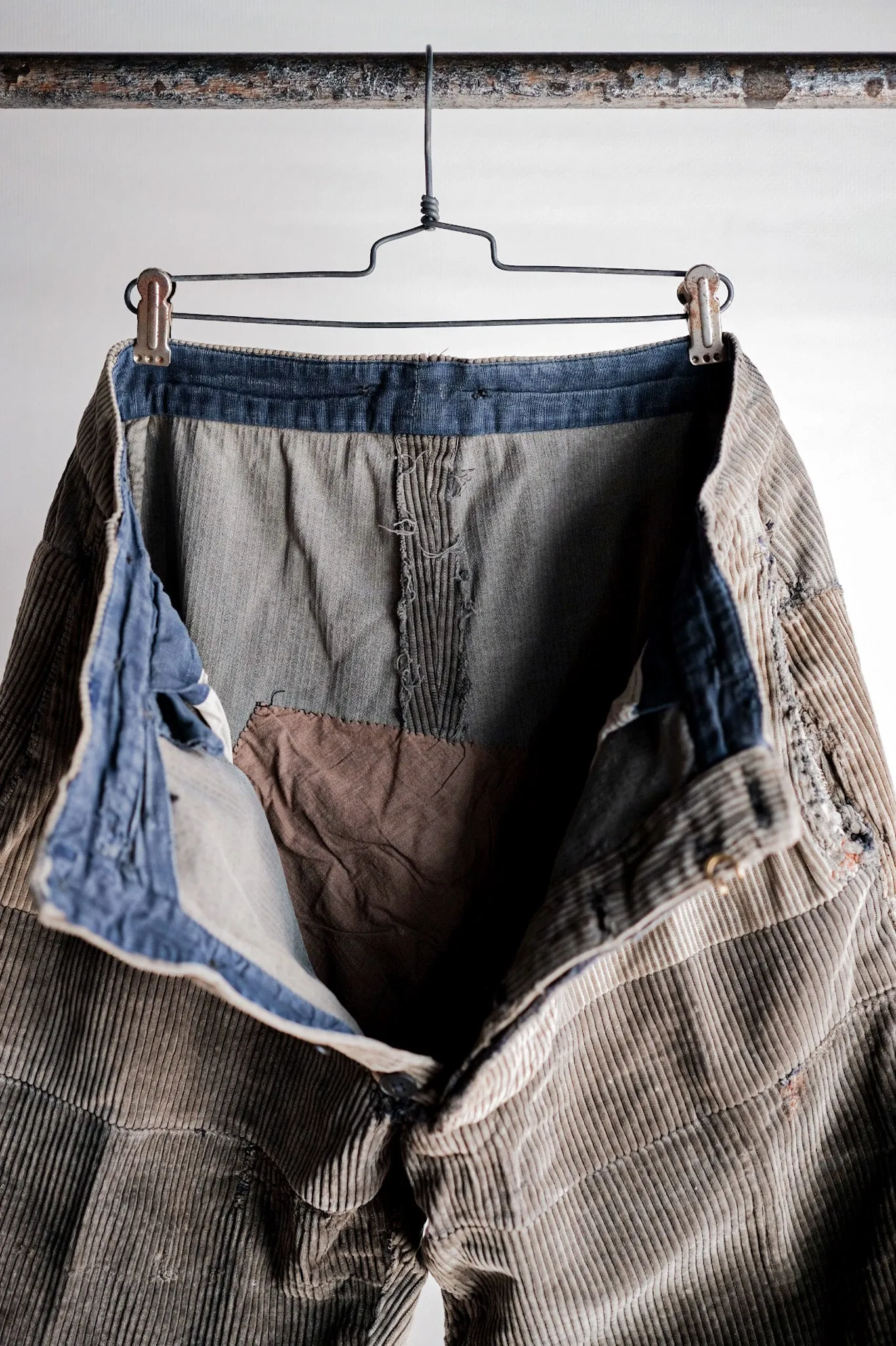 [~ 30's] Pantalon de travail en velours côtelé brun vintage français 