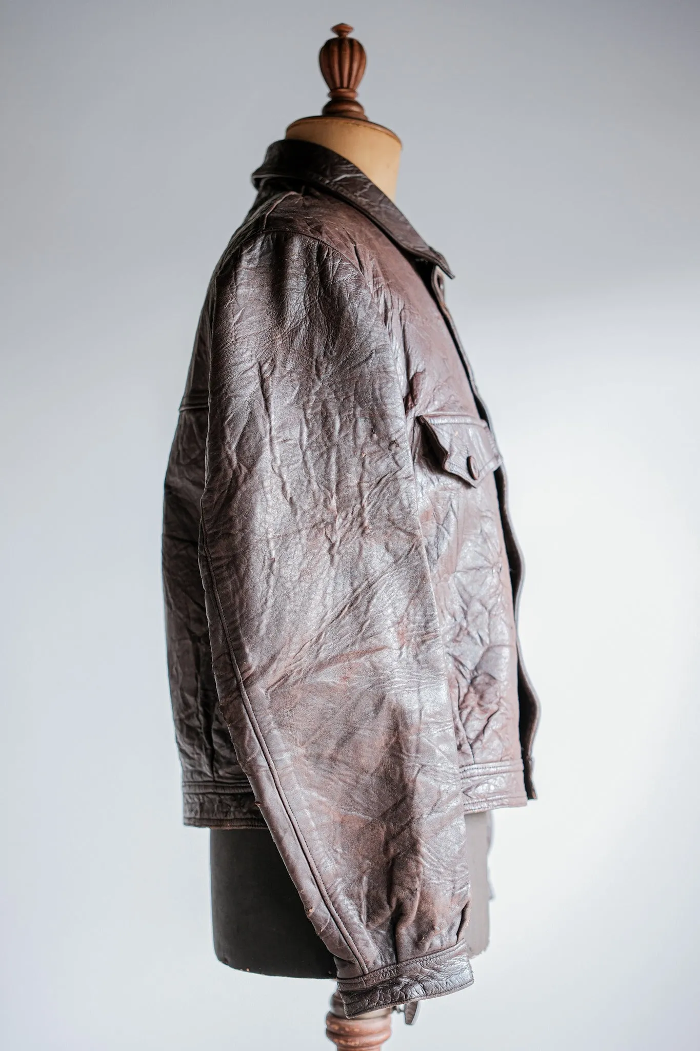 [~ 40's] WWⅱ French CJF Leather Cyclist Jacket