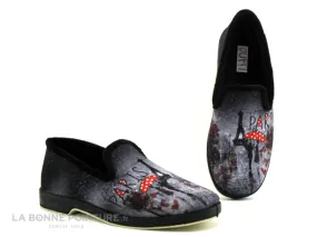 Achat chaussures Ouf ! Femme Pantoufle Chausson, vente Ouf TRAPAN Noir - Paris Tour Eiffel - Chausson Femme