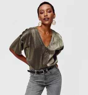 Blouse effet métallisé Femme - Gris foncé