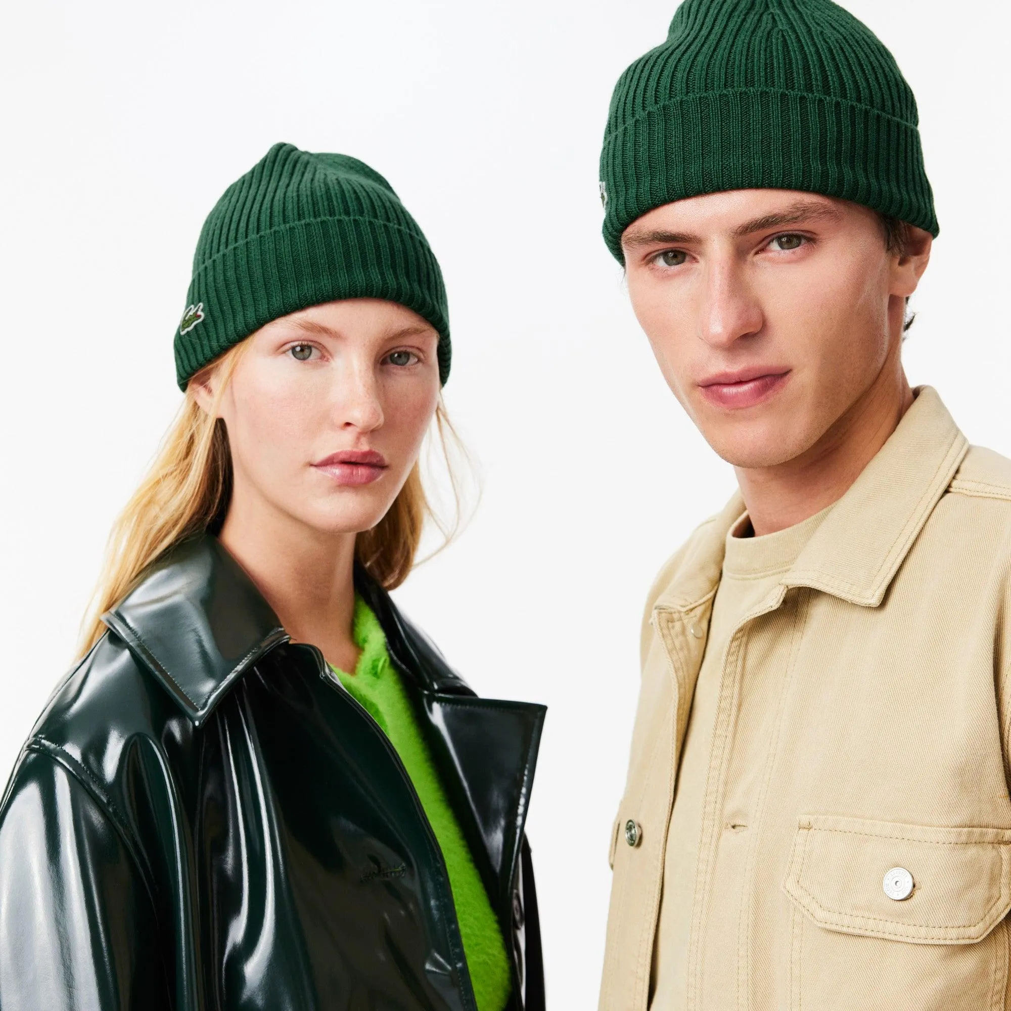 Bonnet à revers Lacoste vert