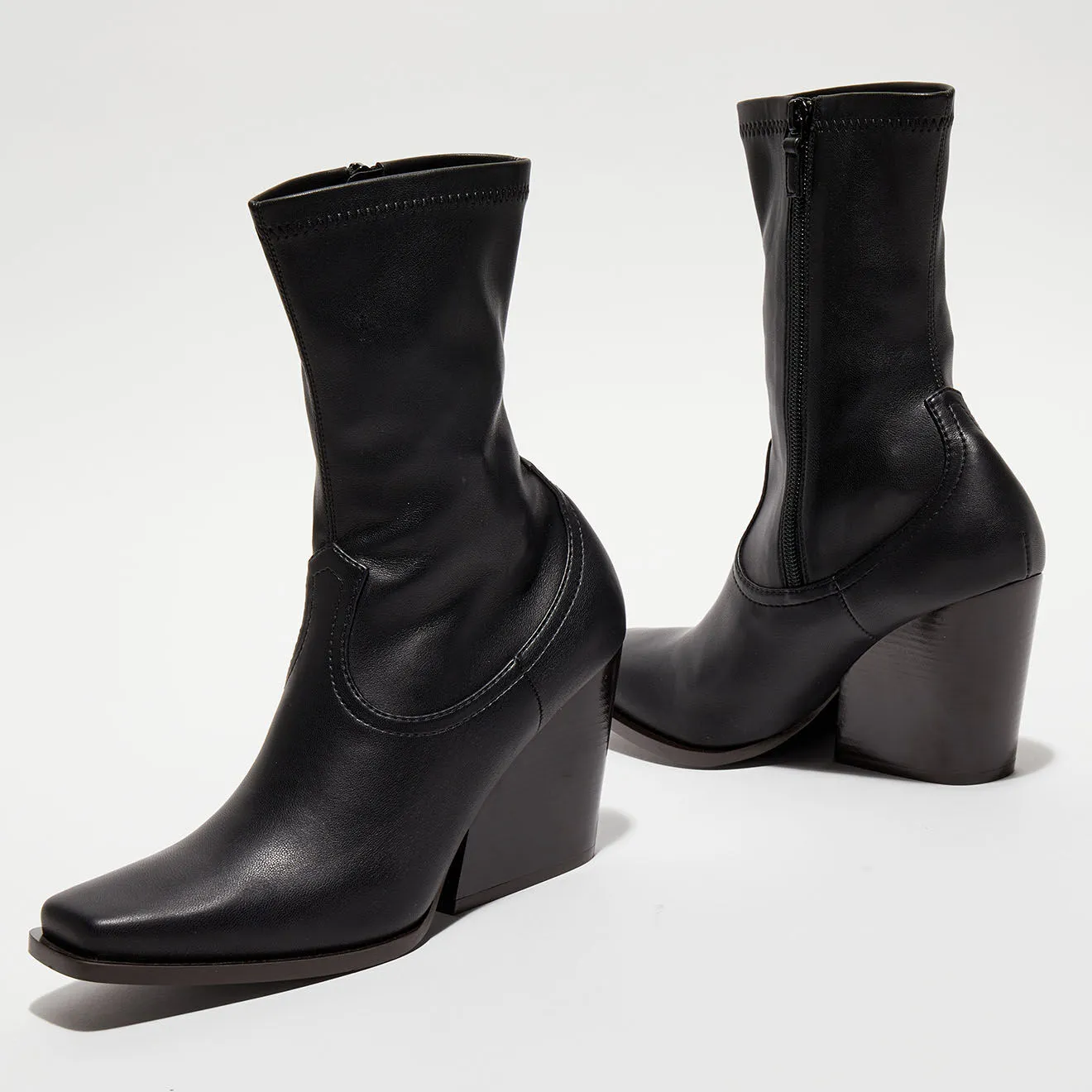 Bottines Vegan Cowboy noires - Talon 8,5 cm