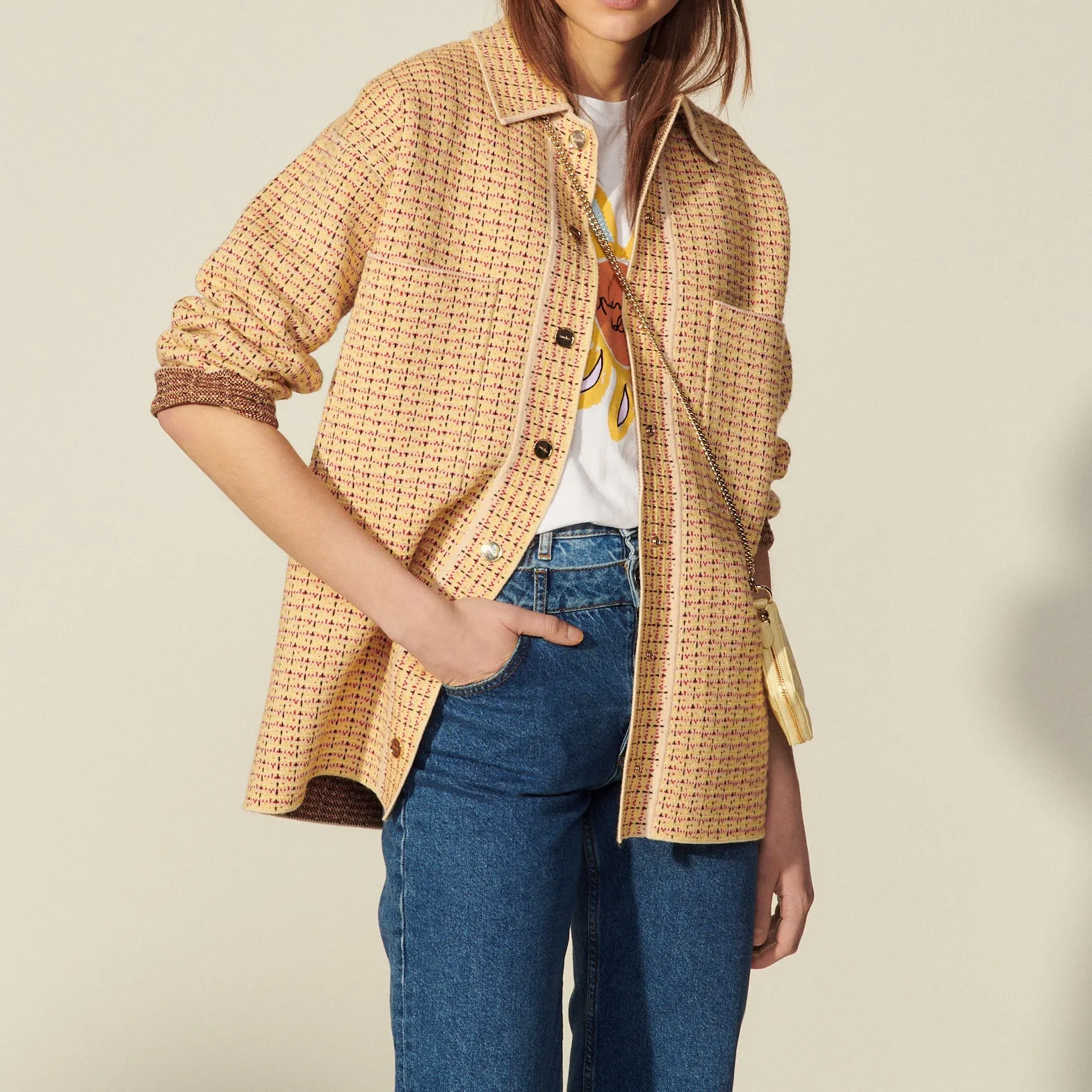 Cardicoat esprit surchemise en tweed