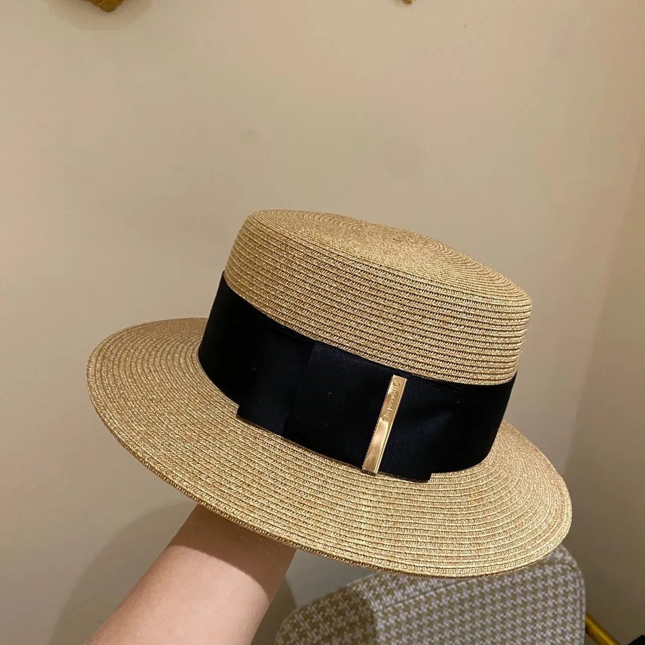 Chapeau de plage en paille large ruban