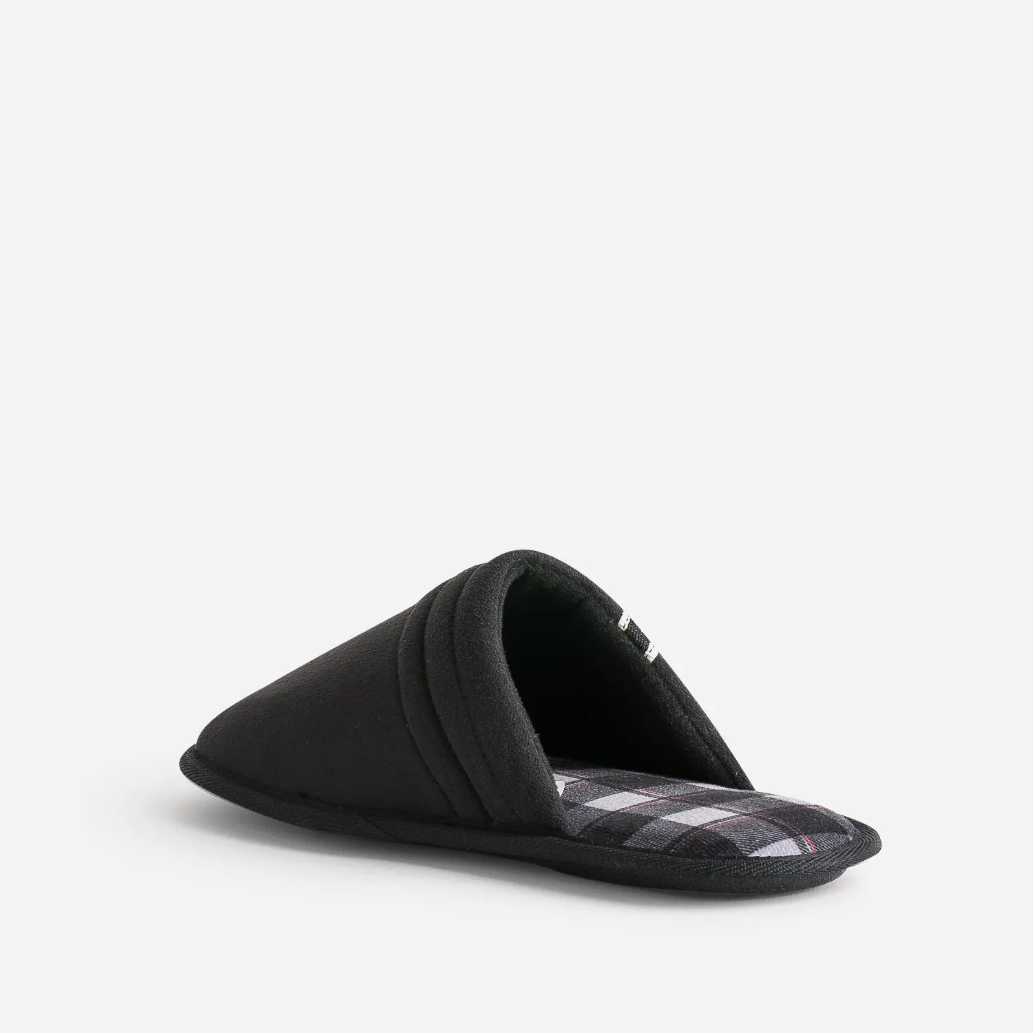 Chausson-mule noire première carreaux - Chaussons Pantoufle | ERAM