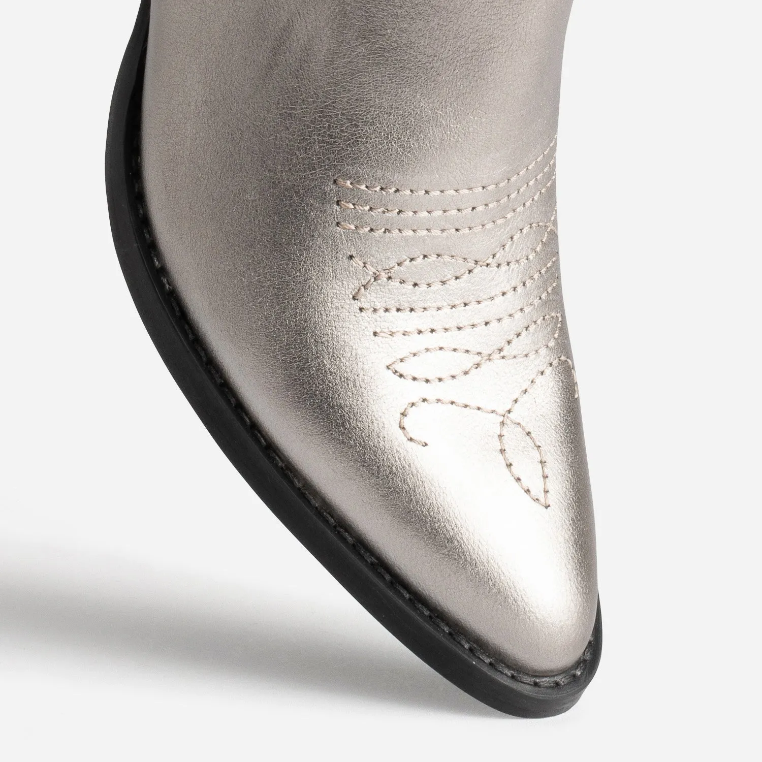 Chelsea boots santiag argenté en cuir - Boots / bottines Femme | ERAM