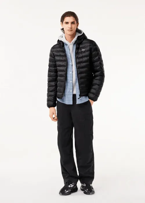 Doudoune à capuche Lacoste noire