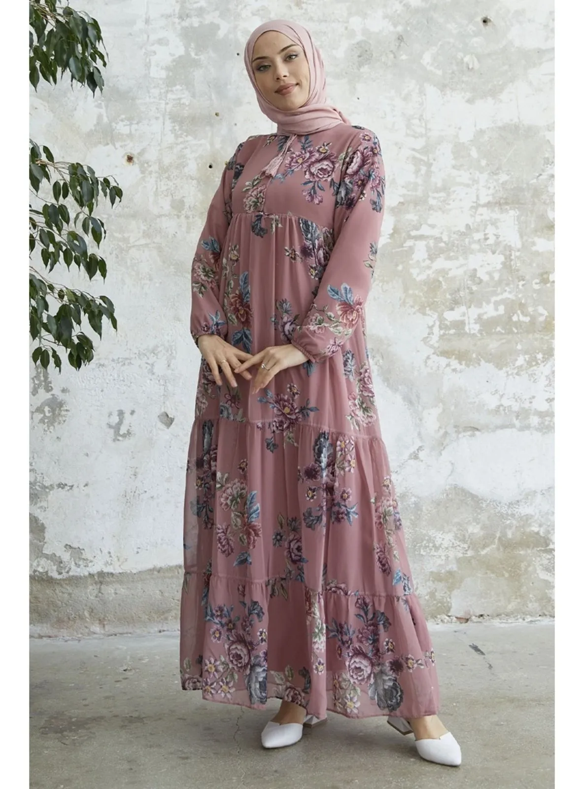 Dusty Rose - Floral - Fully Lined - Modest Dress