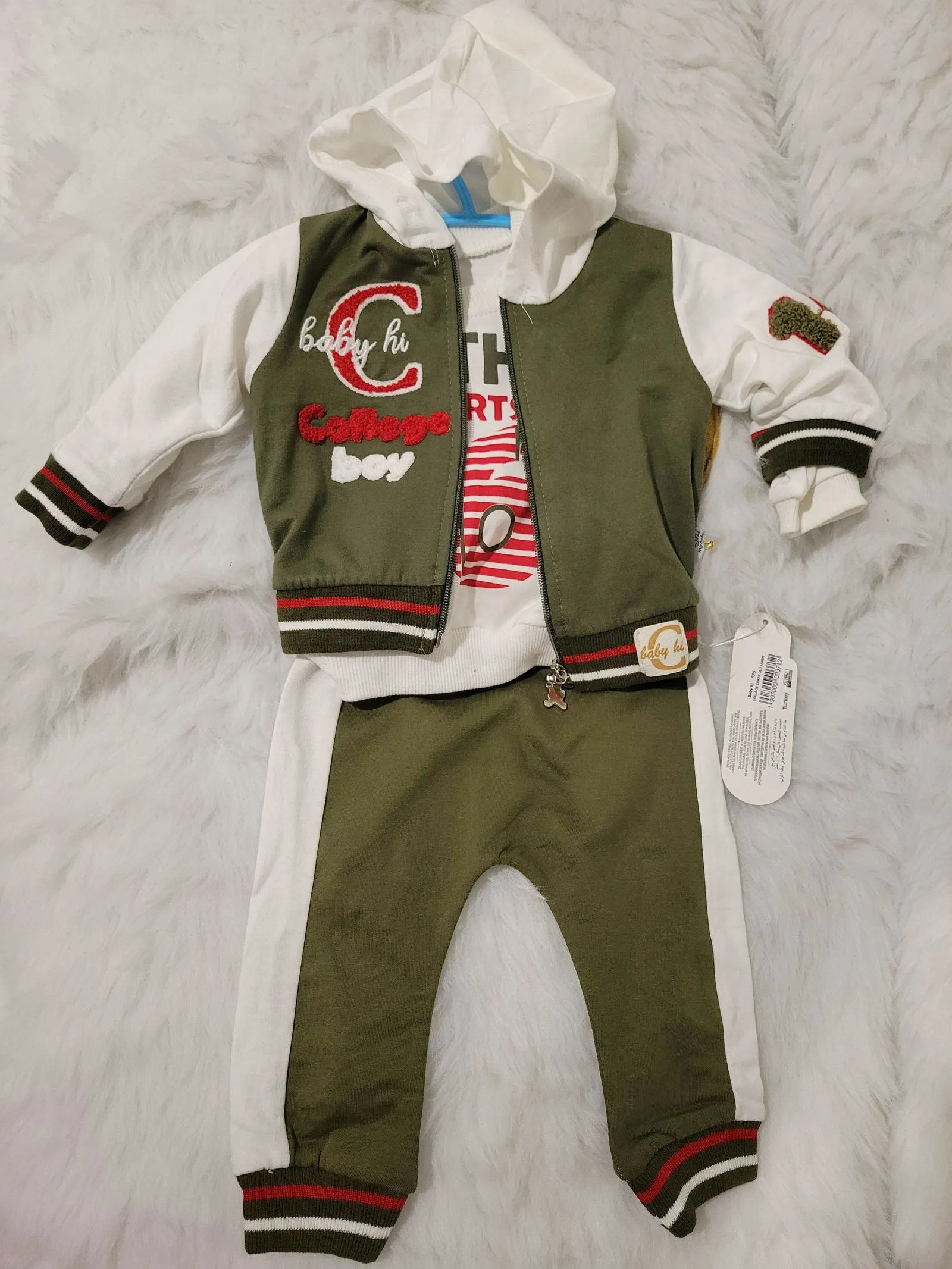 Ensemble 3 pièces pantalon jogging imprimé COLLAGE BOY pour bébé garon de 6 mois à 18 mois