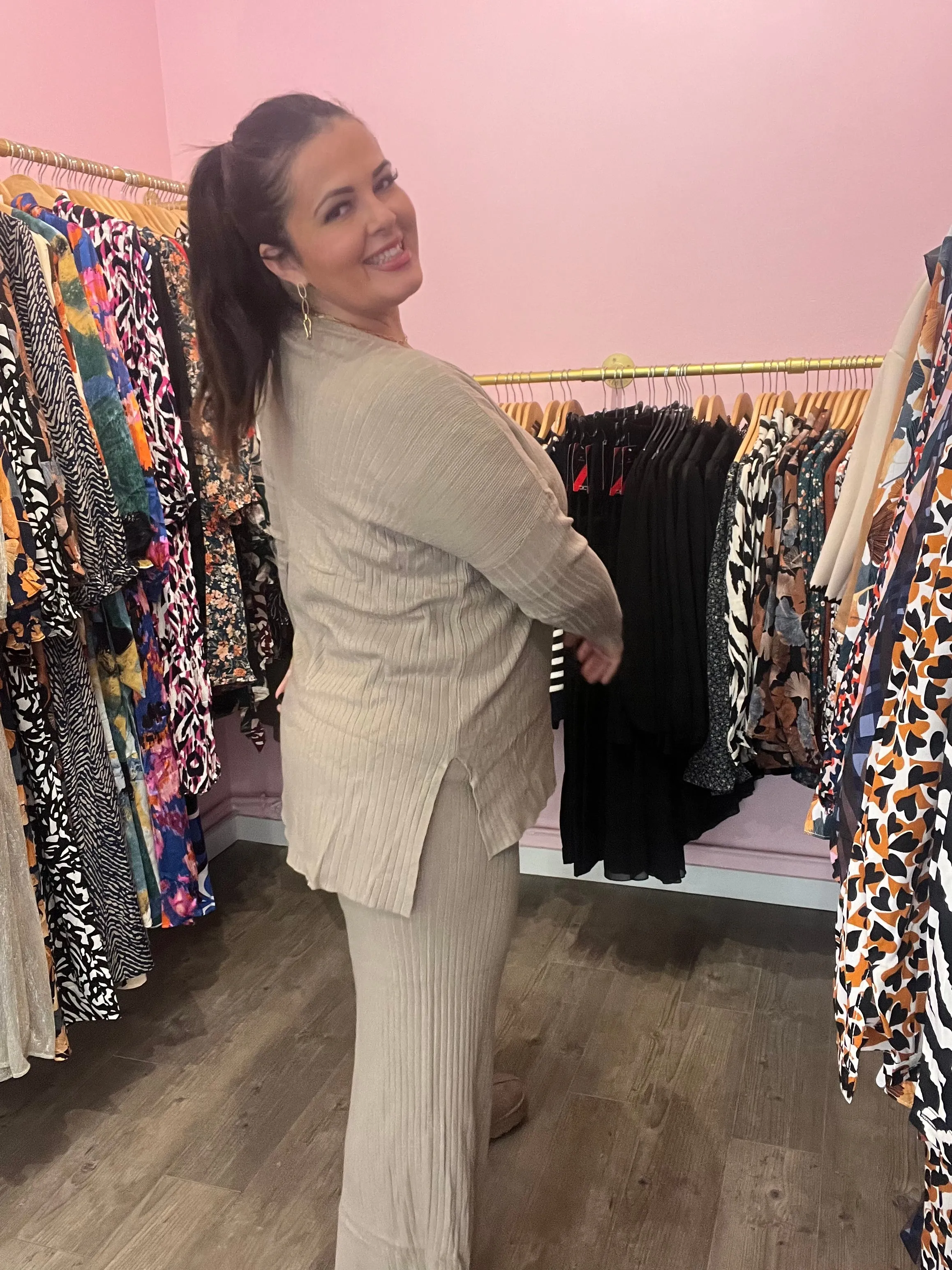 Ensemble pull pantalon taupe