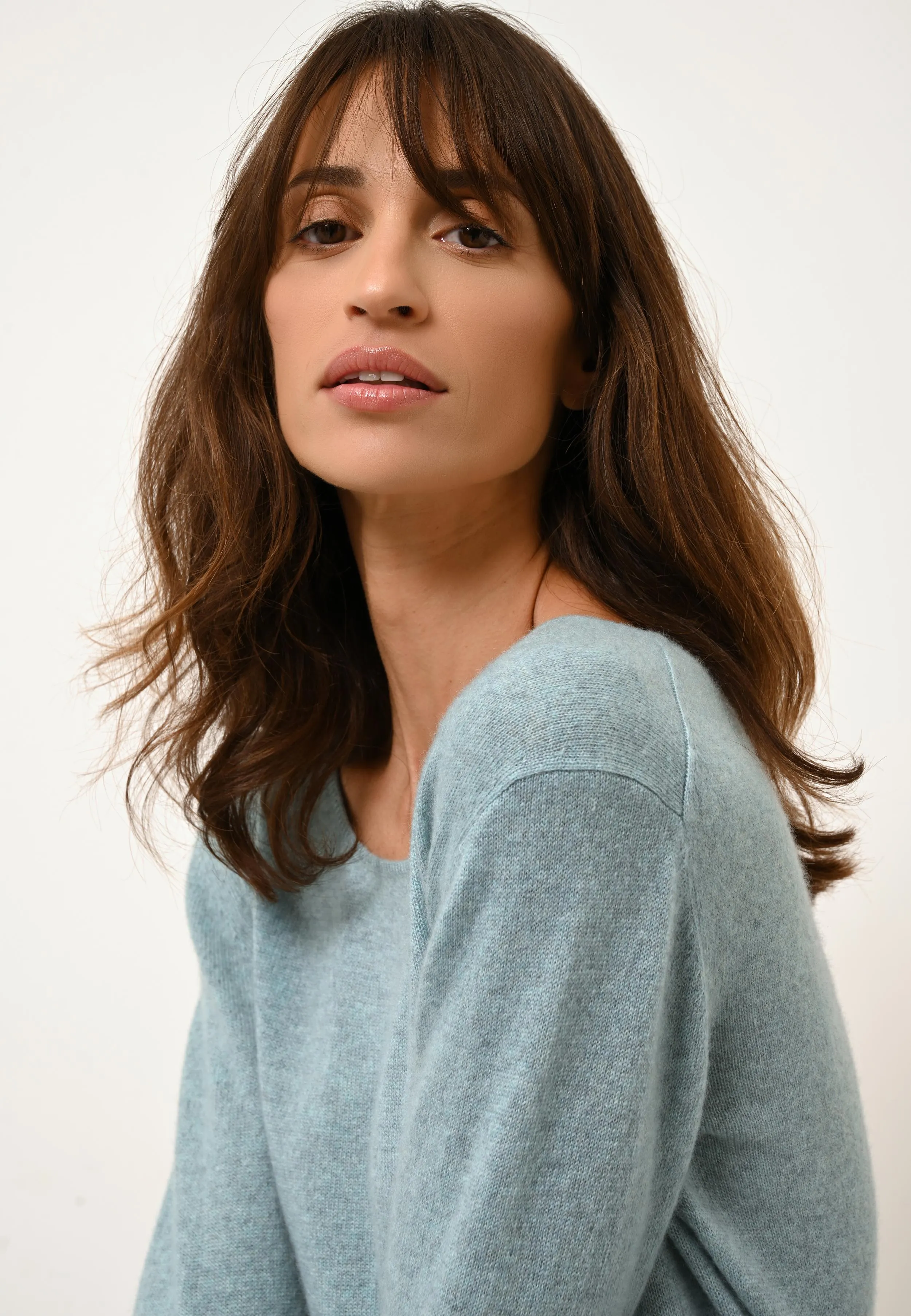 FIONA pull col bateau aqua chiné