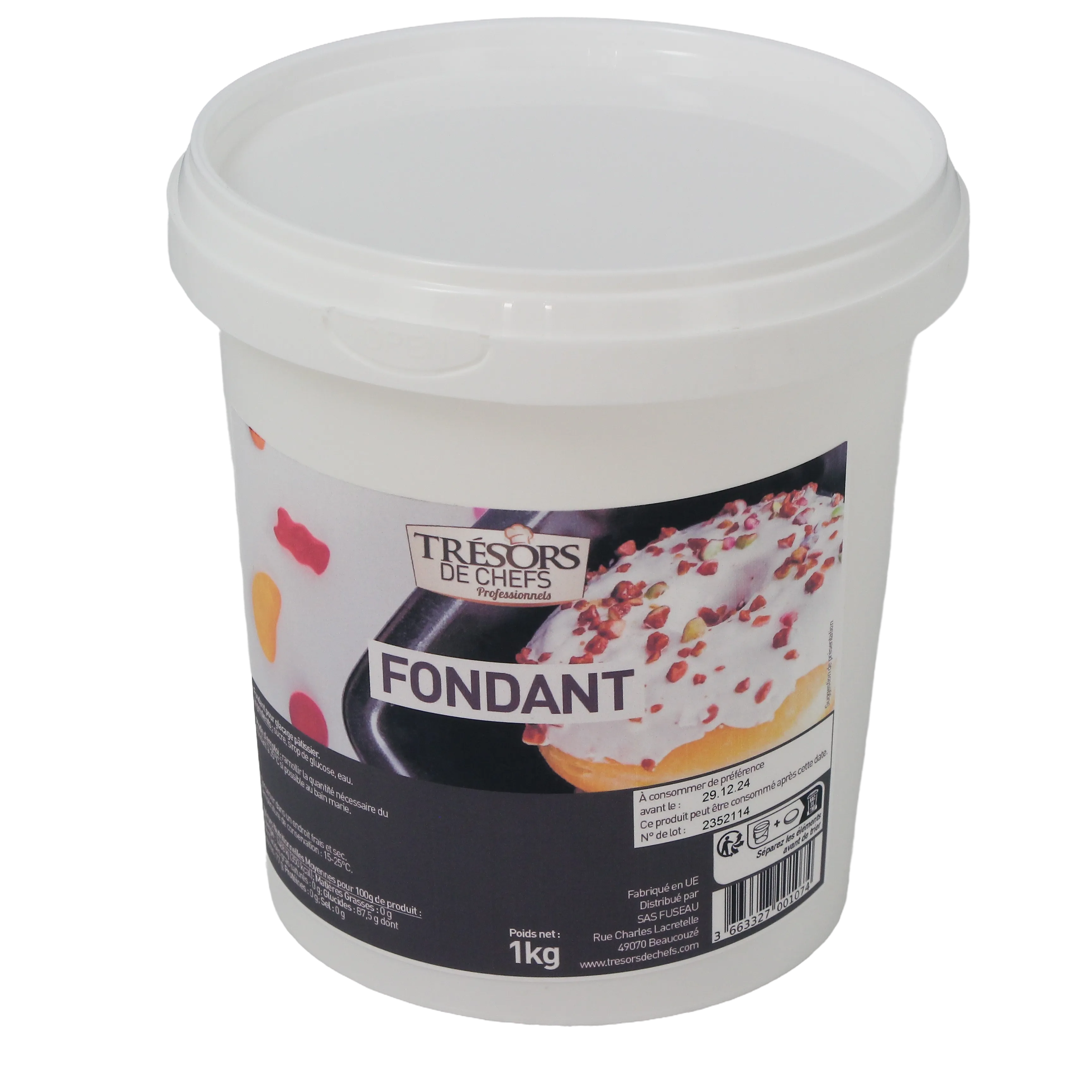 Fondant blanc pour pâtisserie en pot de 1 kg Trésors de chefs