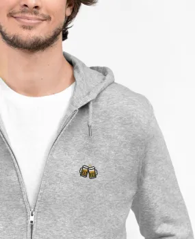 Hoodie zippé homme Pintes de bière (brodé)