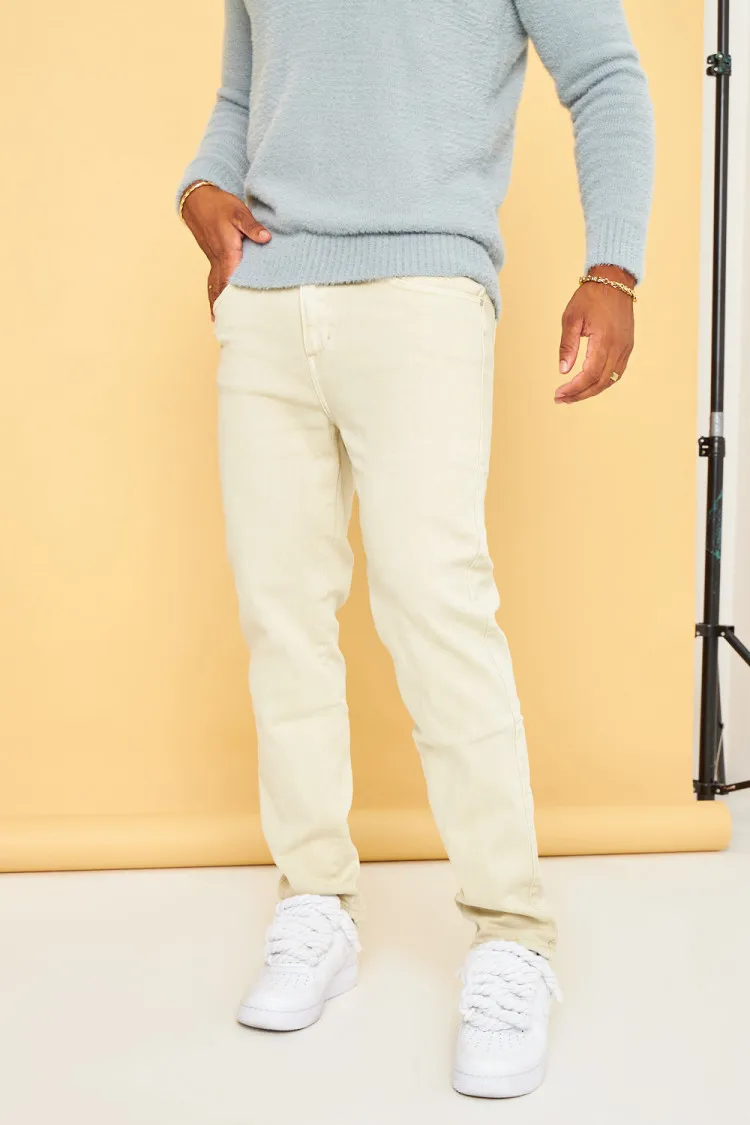 Jeans coupe droite beige clair