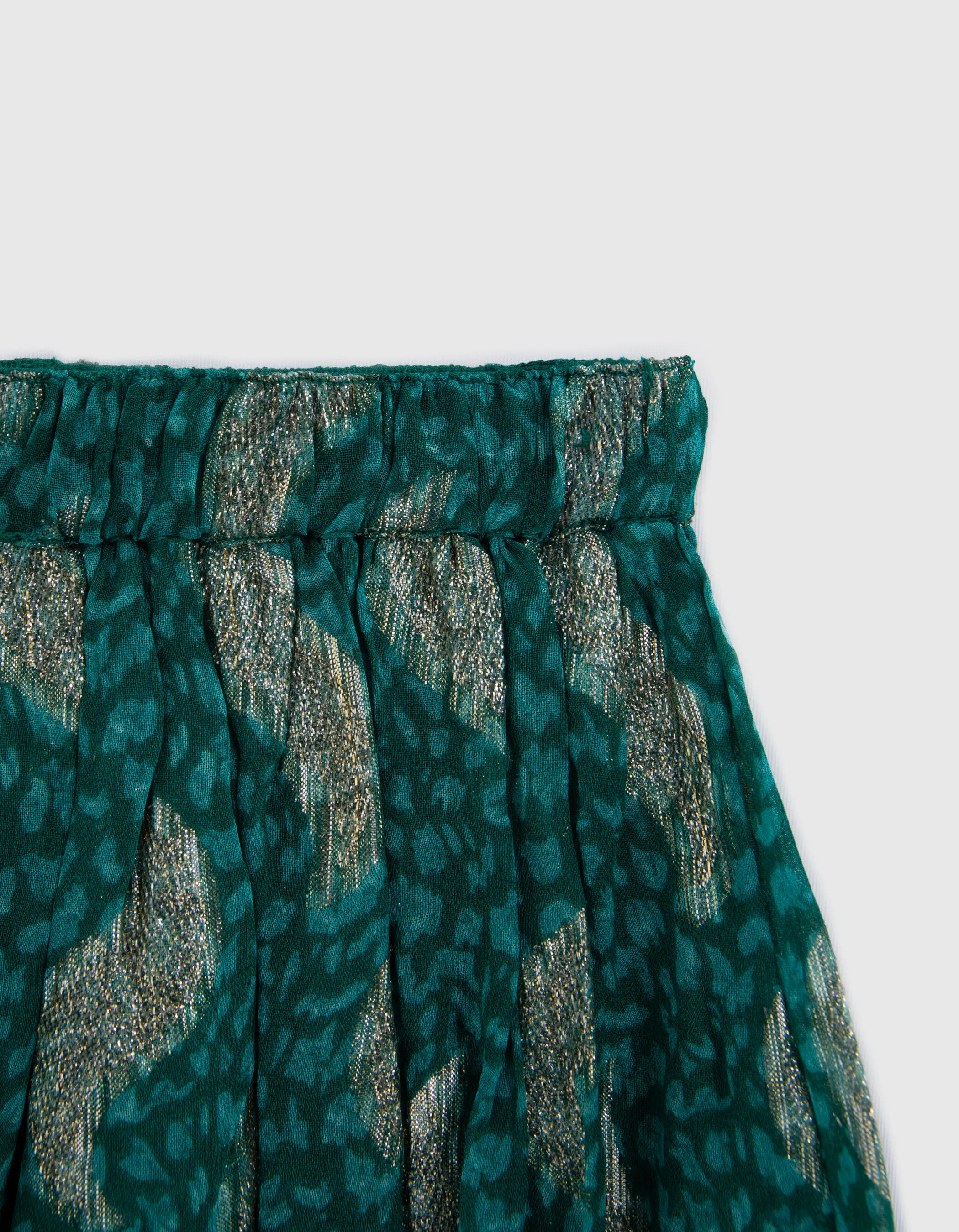 Jupe courte verte imprimé sparkling peacock fille