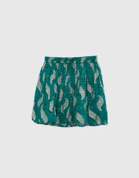 Jupe courte verte imprimé sparkling peacock fille