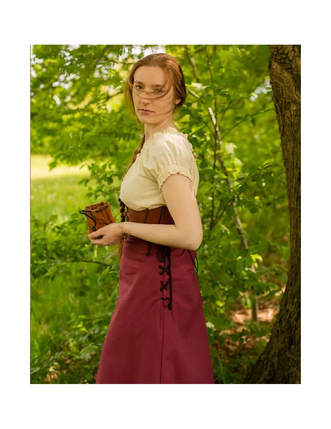 Jupe médiévale en coton Nelly de couleur bordeaux ⚔️ Boutique Épées