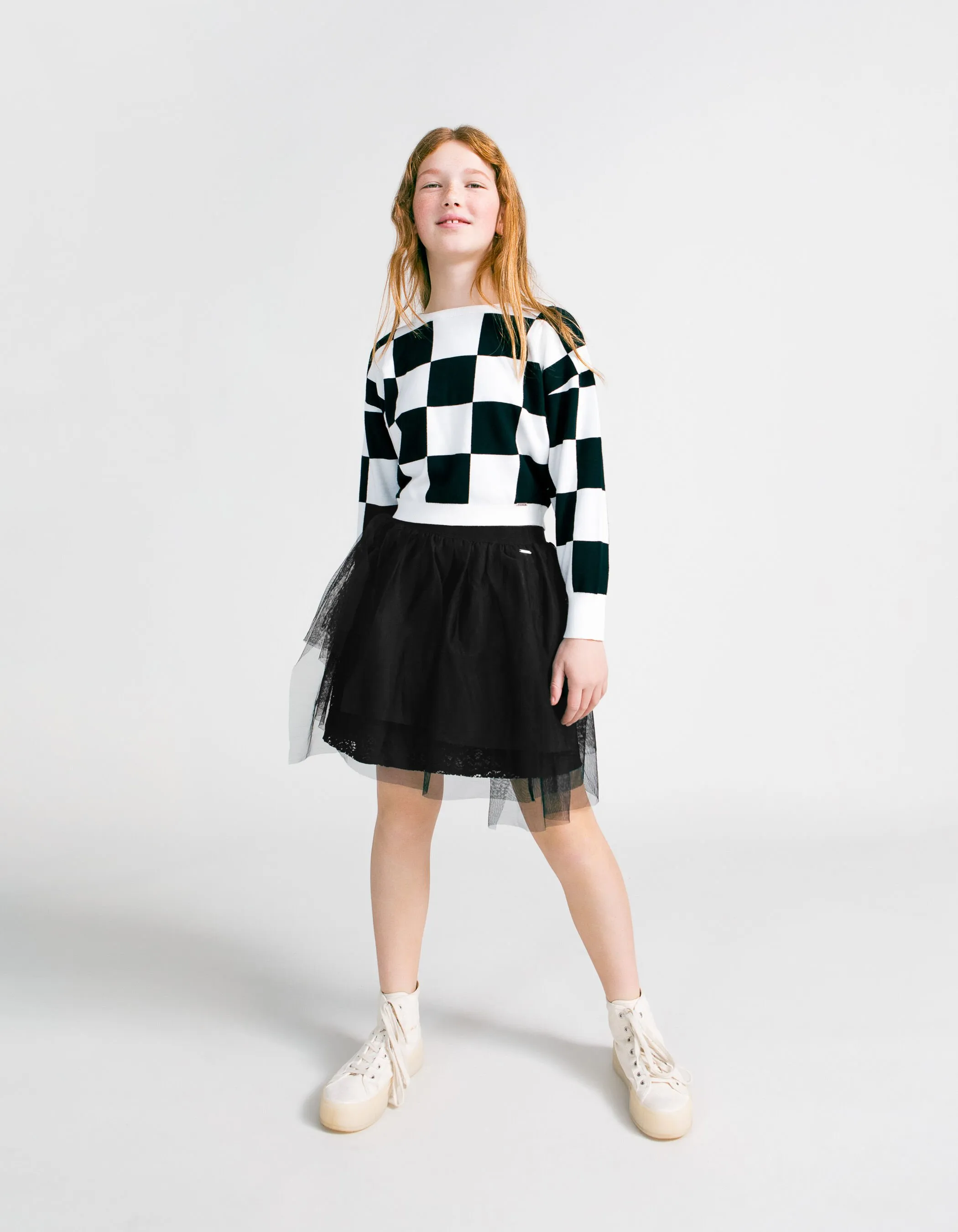 Jupe noire tulle asymétrique fille