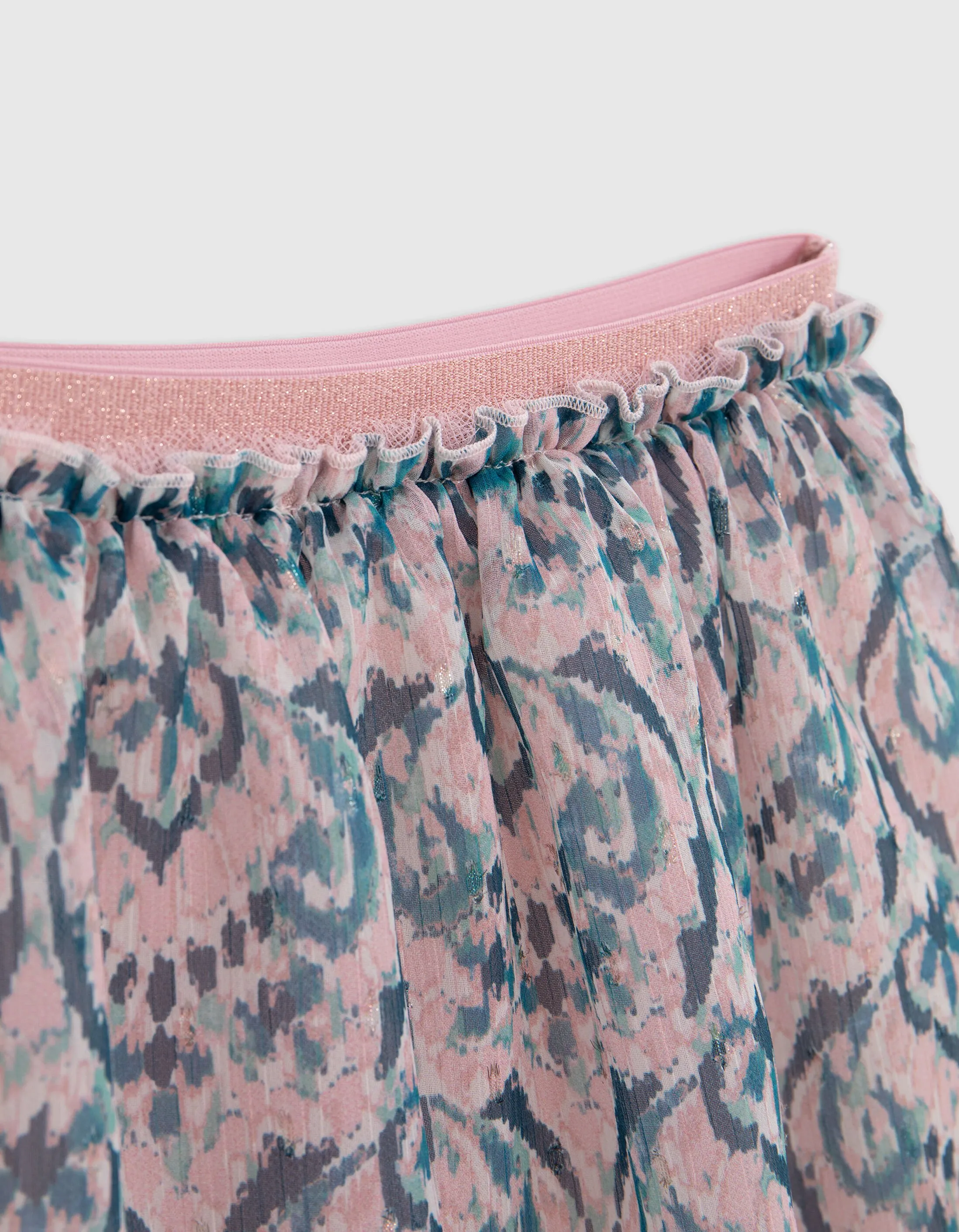 Jupe rose à imprimé ikat pastel fille