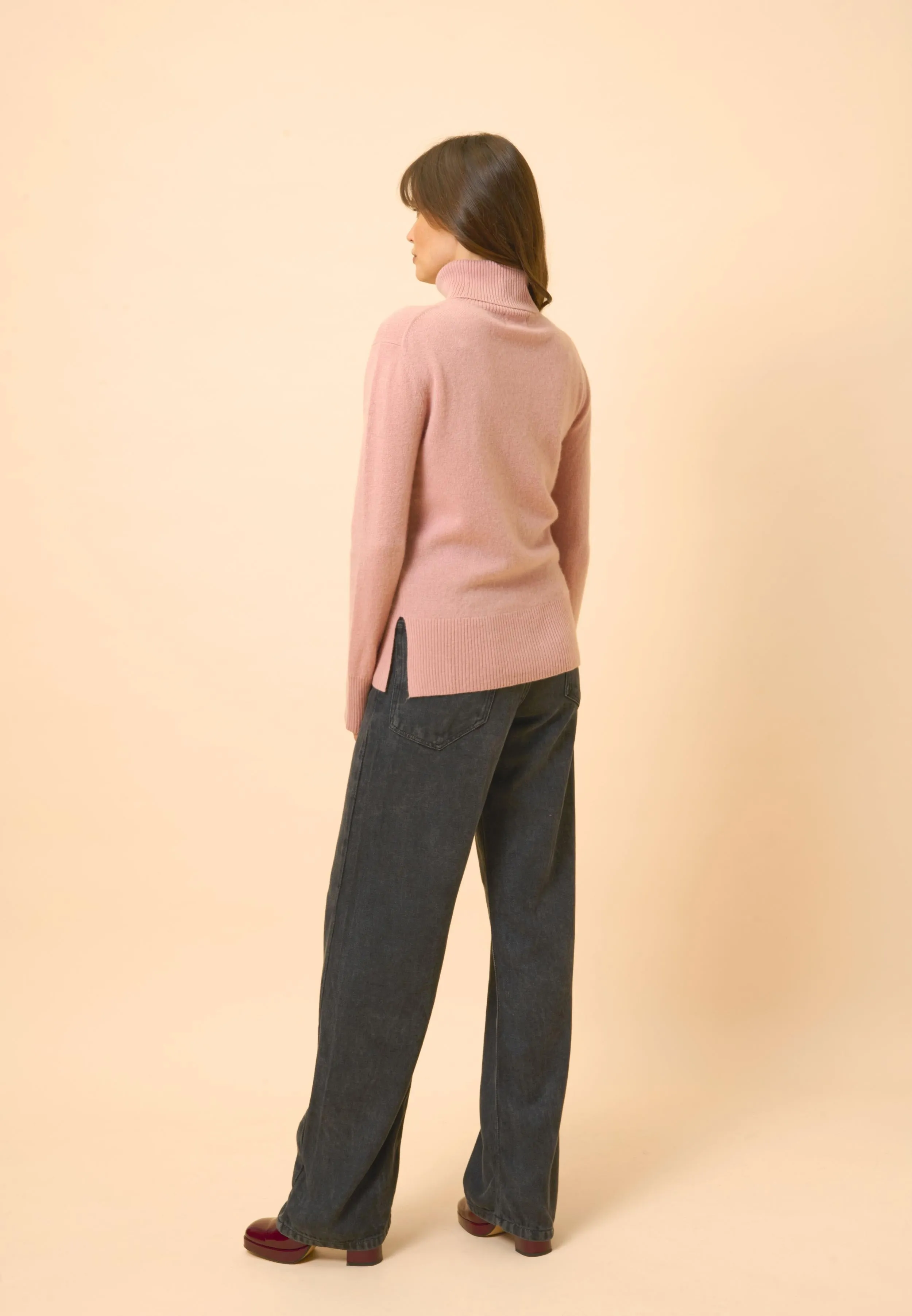 LEXIE pull col roulé bois de rose