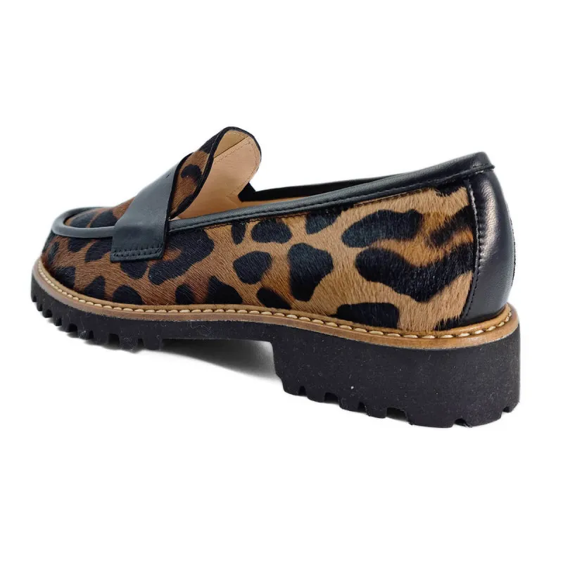 Mocassin femme en cuir façon ponny léopard - Fratelli Rosana - Scarpe
