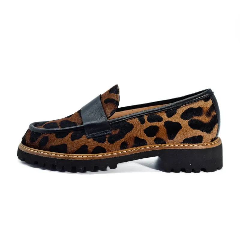 Mocassin femme en cuir façon ponny léopard - Fratelli Rosana - Scarpe