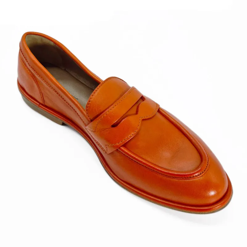 Mocassin femme tendance en cuir orange - Triver Flight - Scarpe
