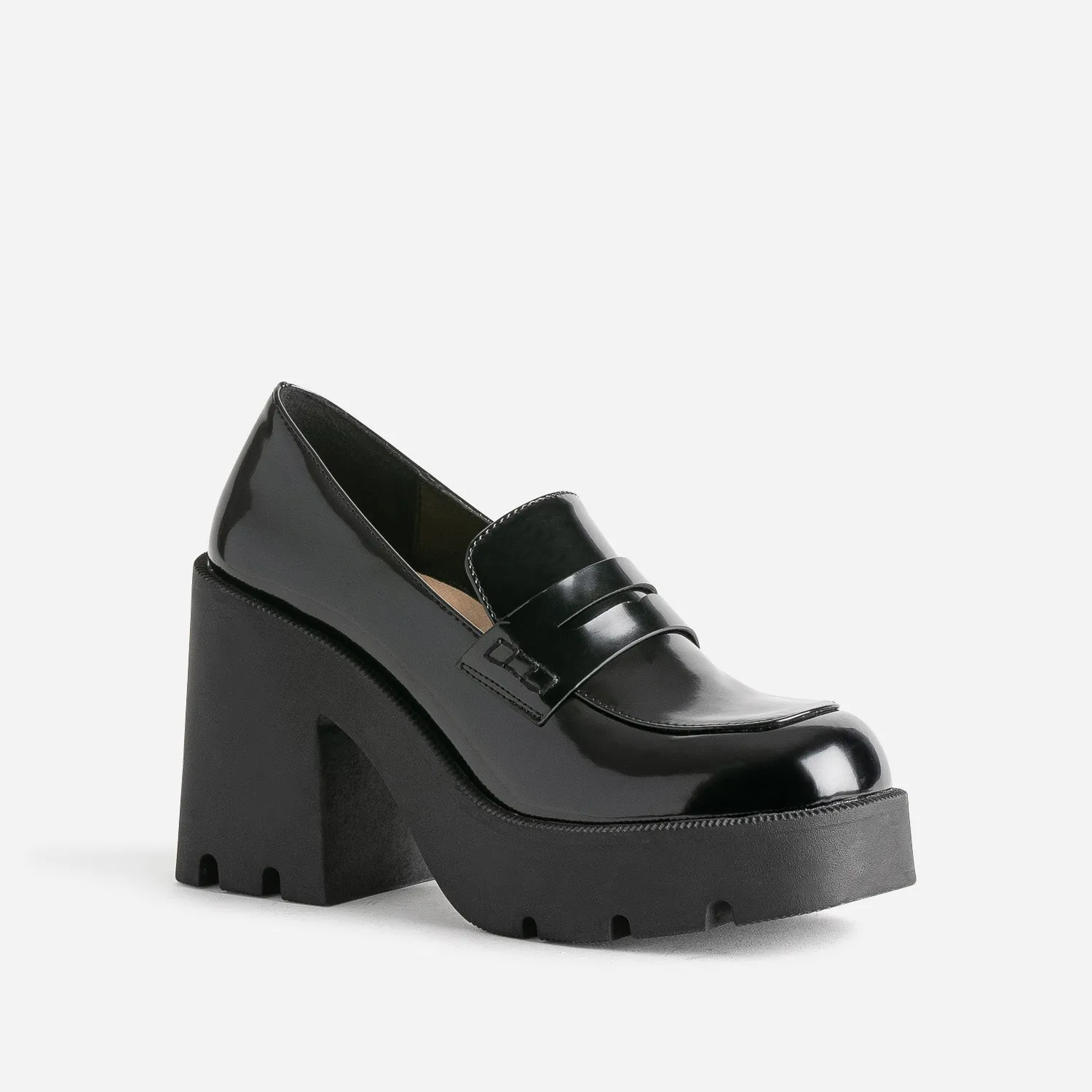 Mocassin TEXTO noir à plateforme crantée - Escarpins Femme | ERAM
