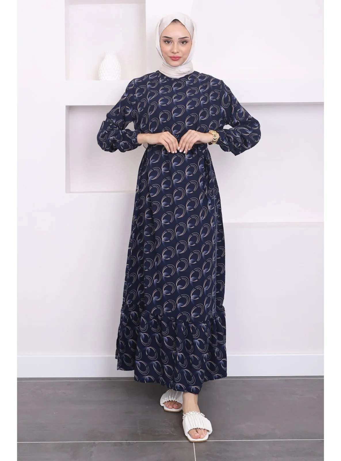 Navy Blue - Unlined - Modest Dress