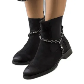 PA1 Bottines noires avec chaîne Lesme le noir
