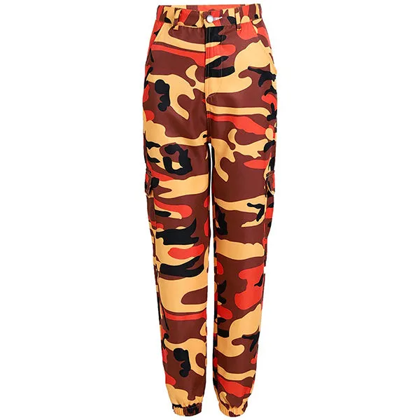 Pantalon Camouflage Femme Orange