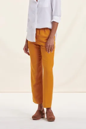 Pantalon droit moutarde avec taille élastique -  S/36