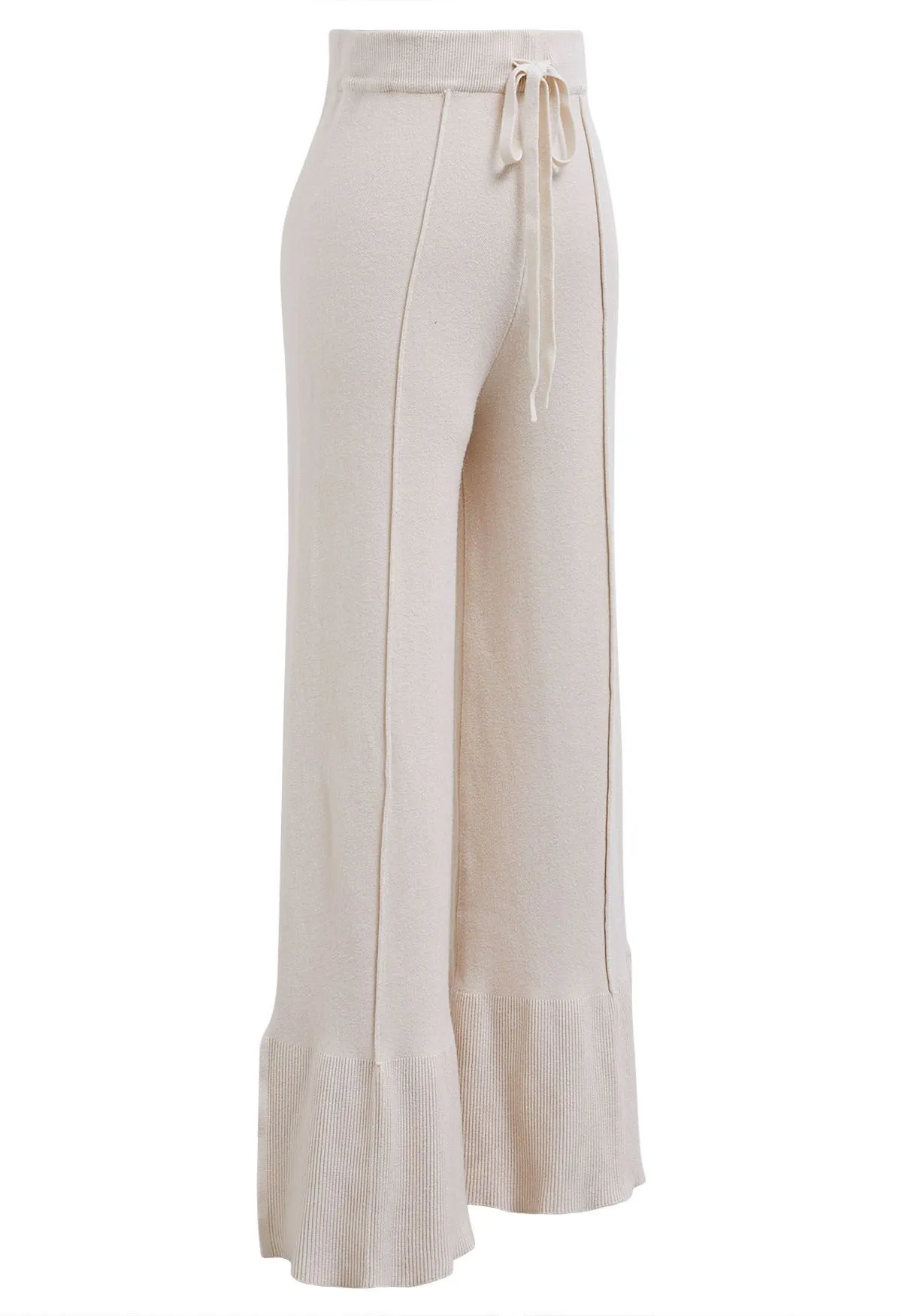 Pantalon en tricot doux Seam Line en avoine