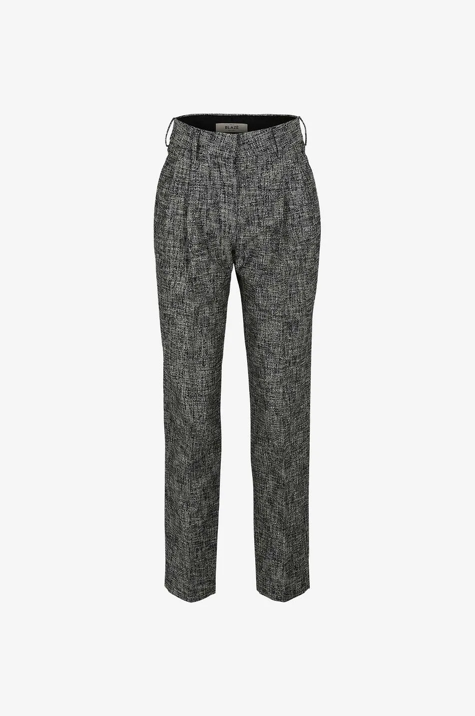 Pantalon large en laine, lin et soie