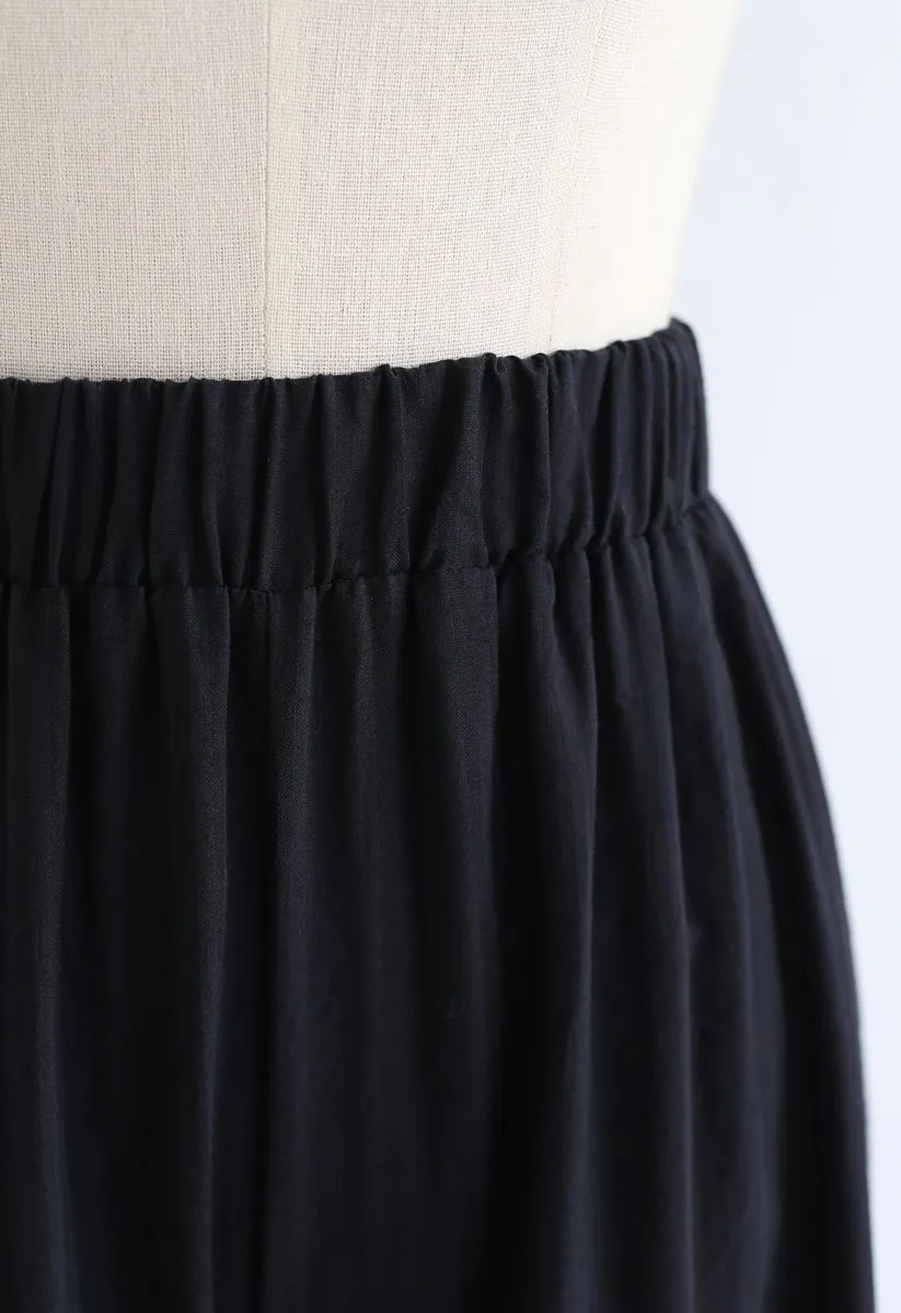 Pantalon large Jours ensoleillés en noir