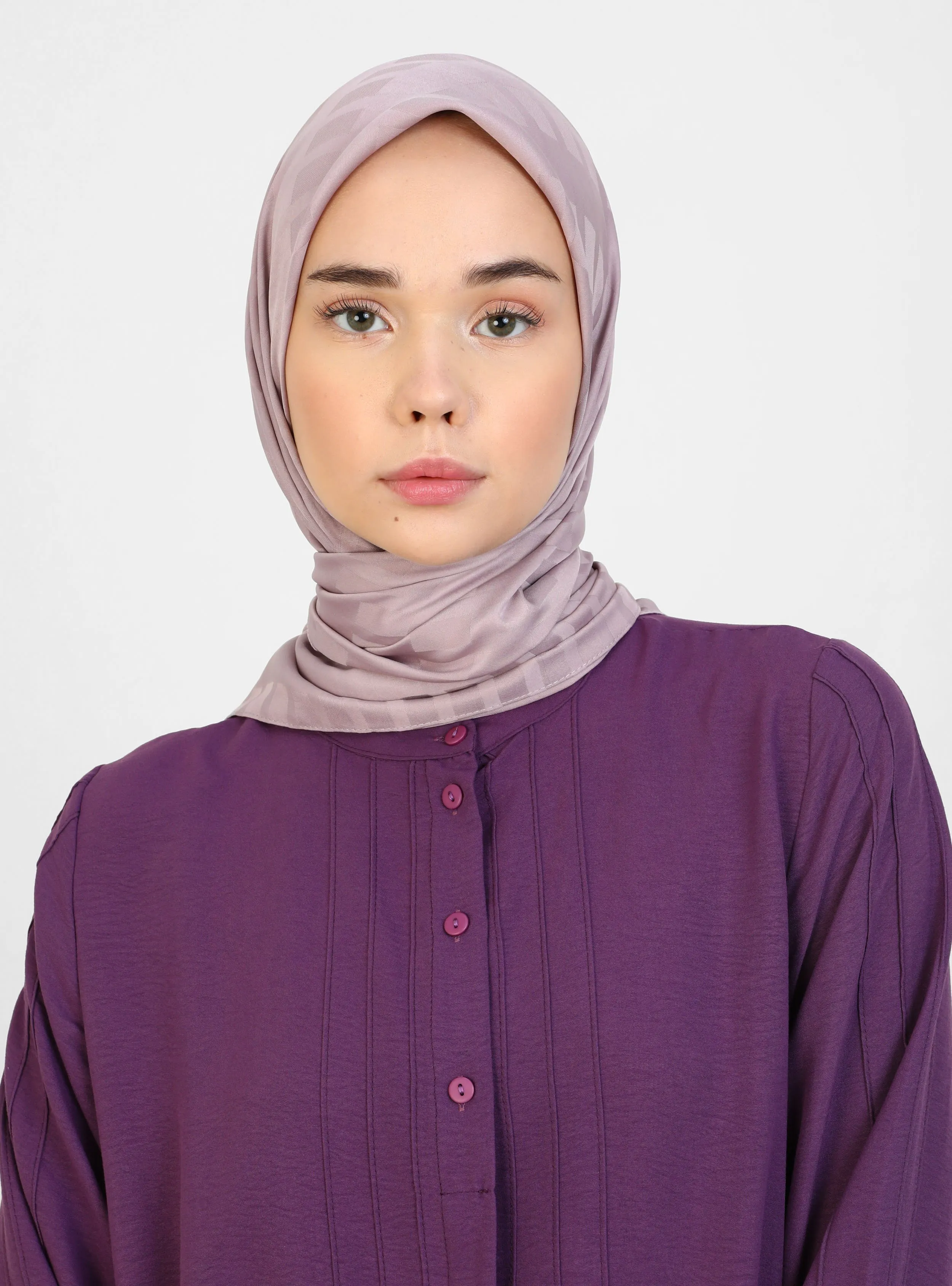 Powder Pink - Plain - Jacquard - Scarf