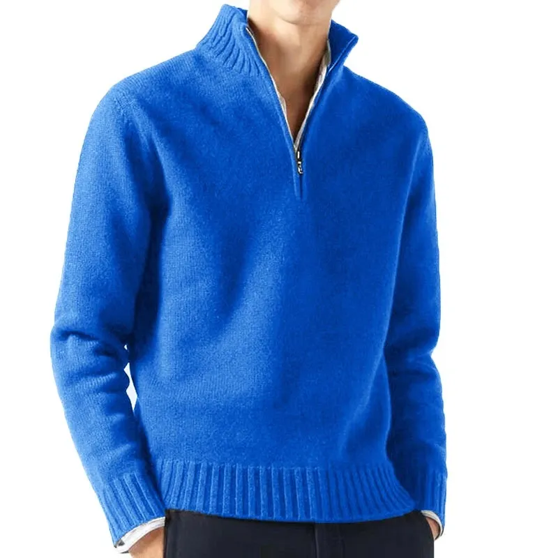 Pull chaud en maille avec fermeture éclair et col montant
