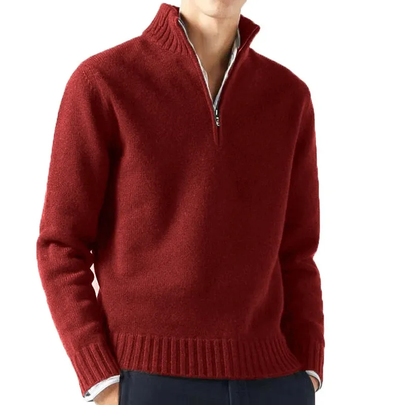 Pull chaud en maille avec fermeture éclair et col montant