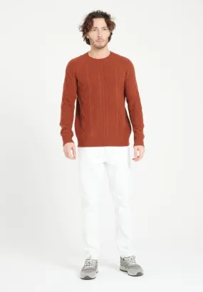 Pull col rond cachemire 6 fils terracotta homme - ZACH 1