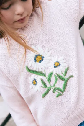 Pull - Misty rose broderie fleuri