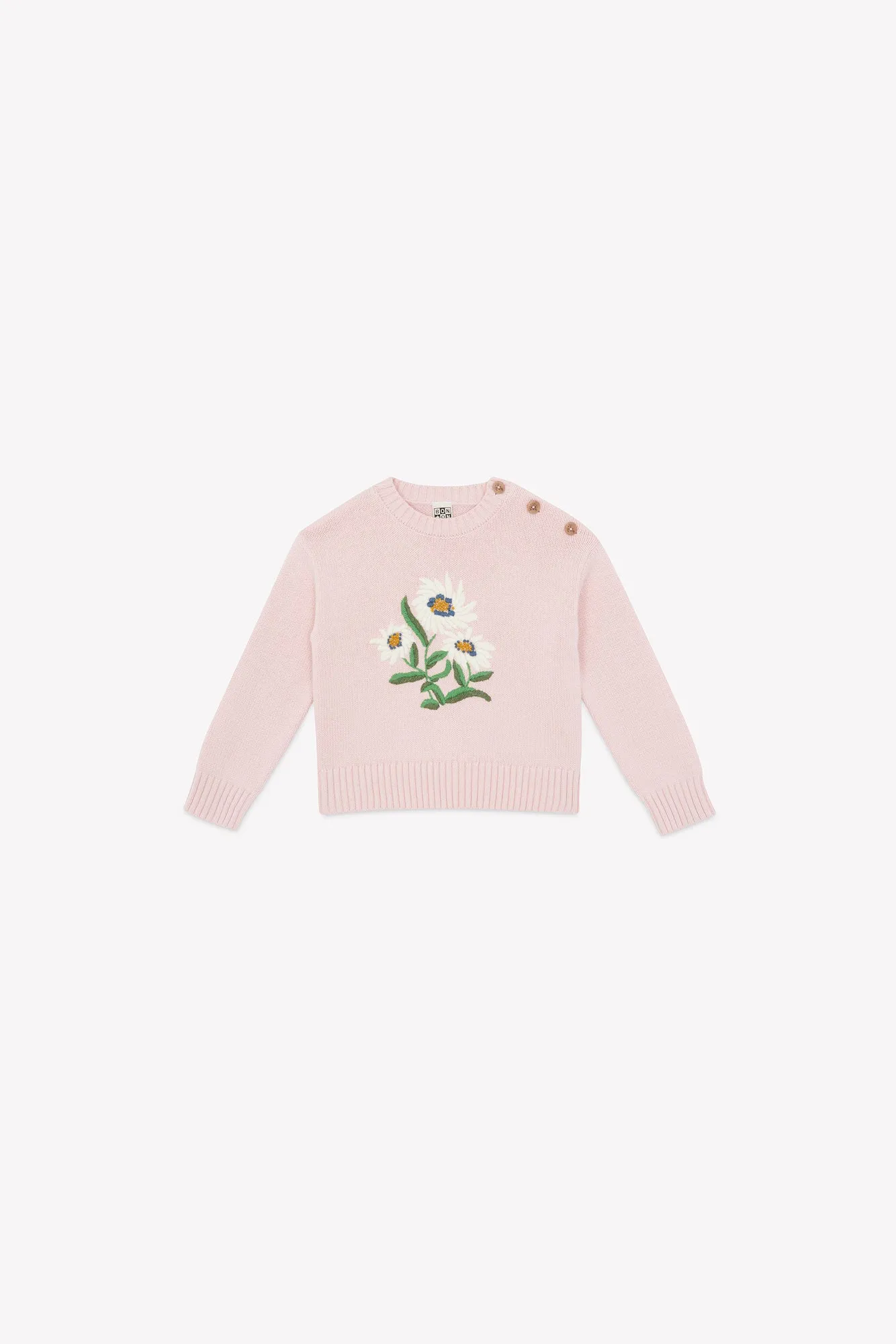 Pull - Misty rose broderie fleuri
