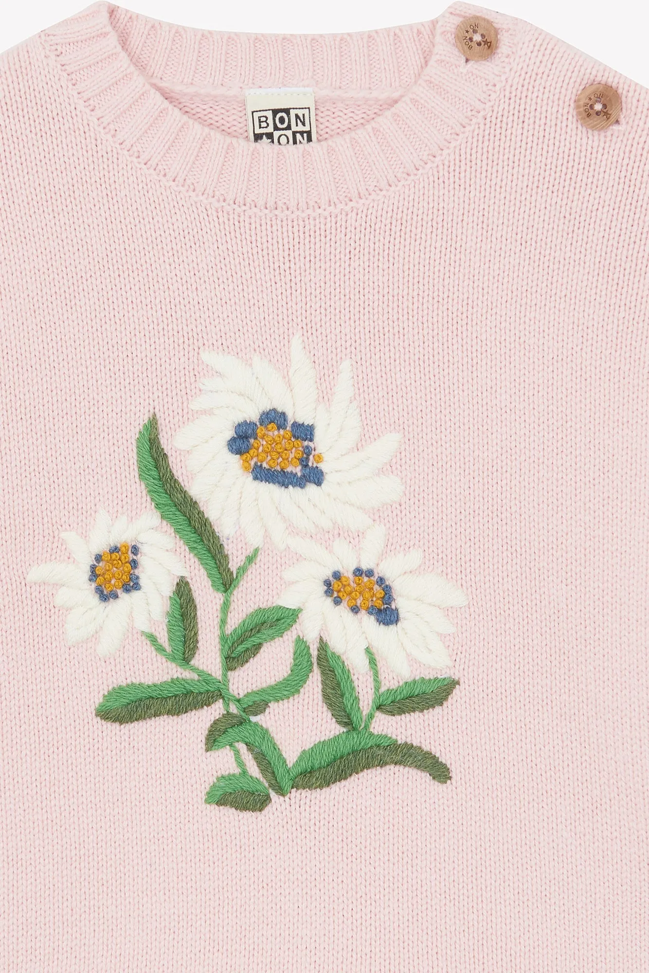 Pull - Misty rose broderie fleuri