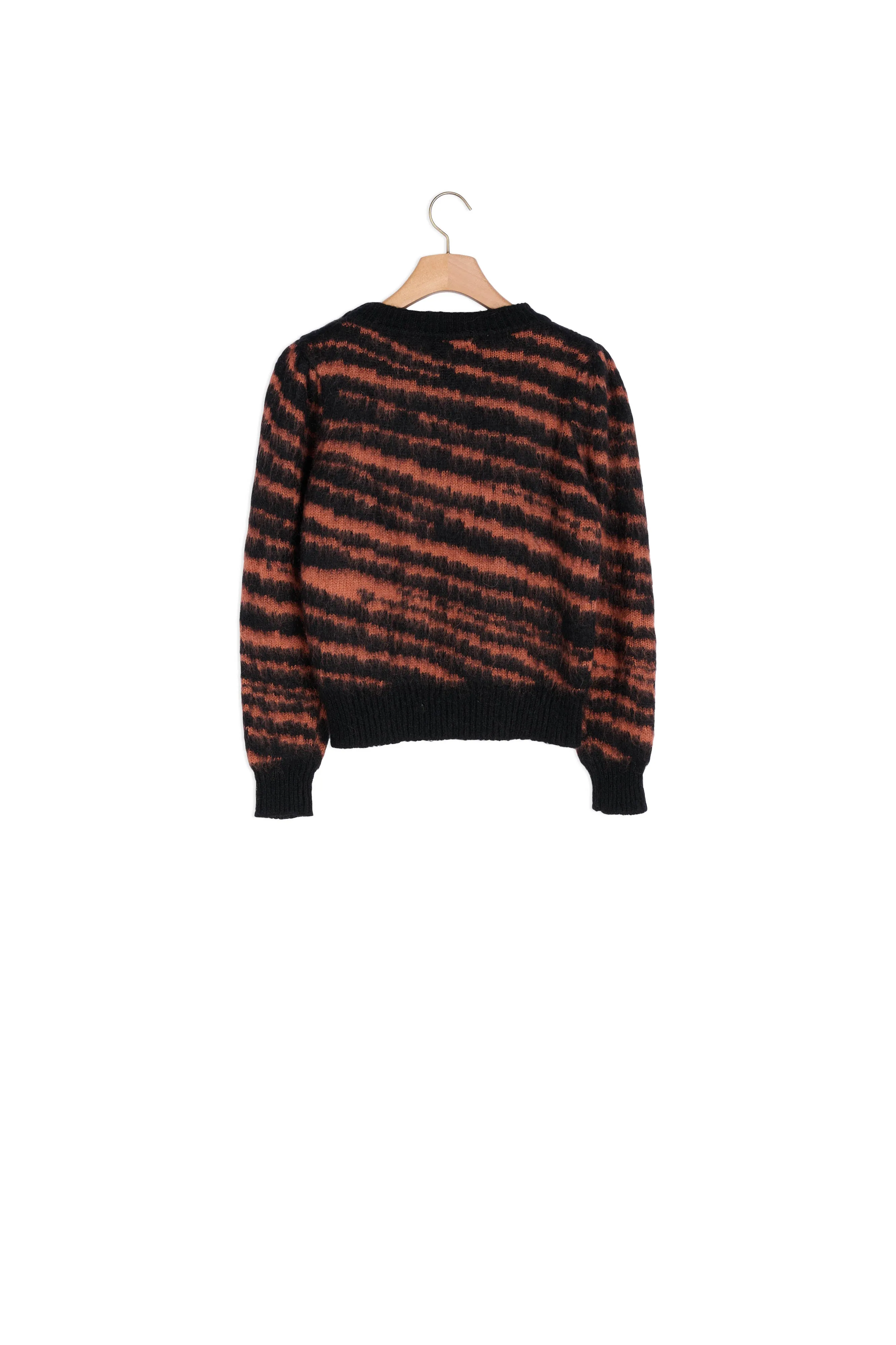 Pull poilu à jacquard zébré