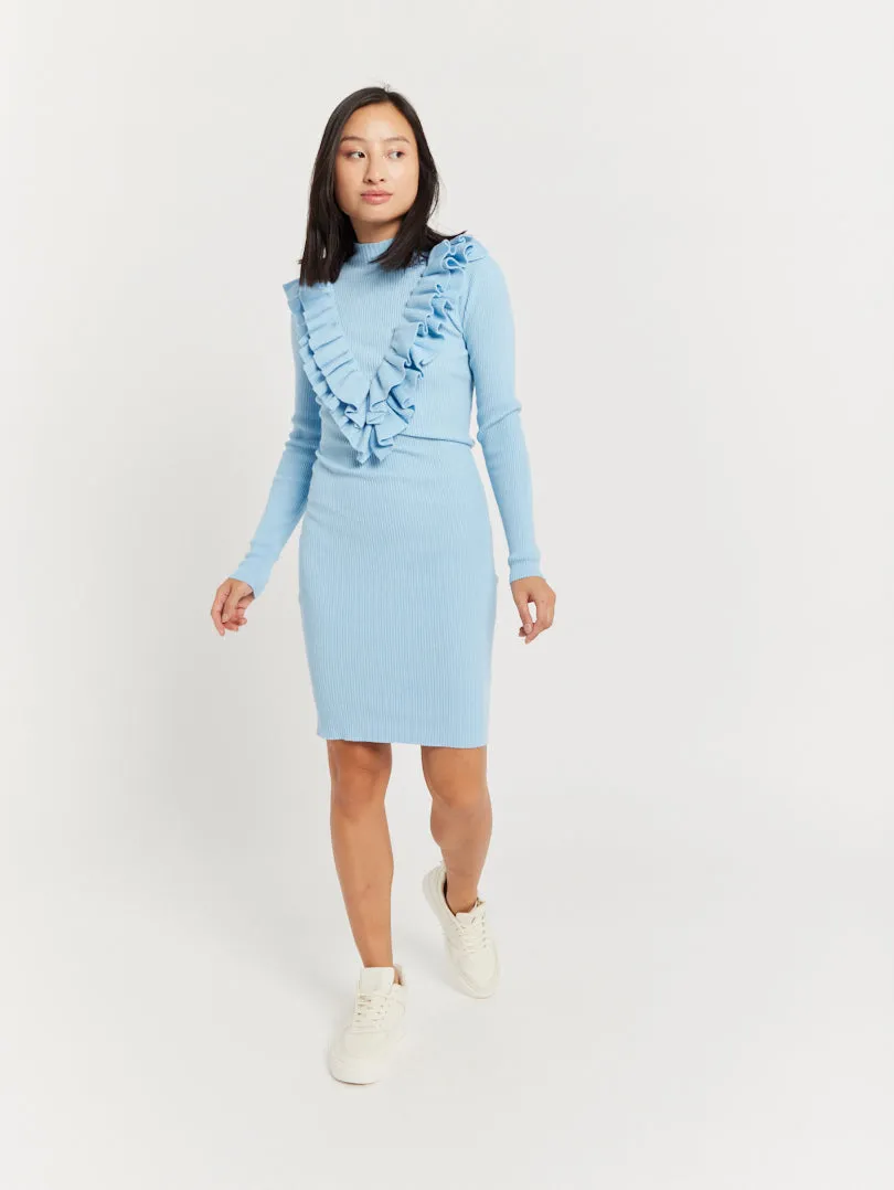 Robe pull col froufrou