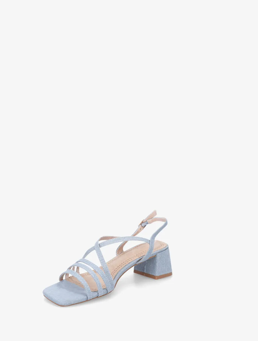 Sandales en tissu et lanières - Bleu denim