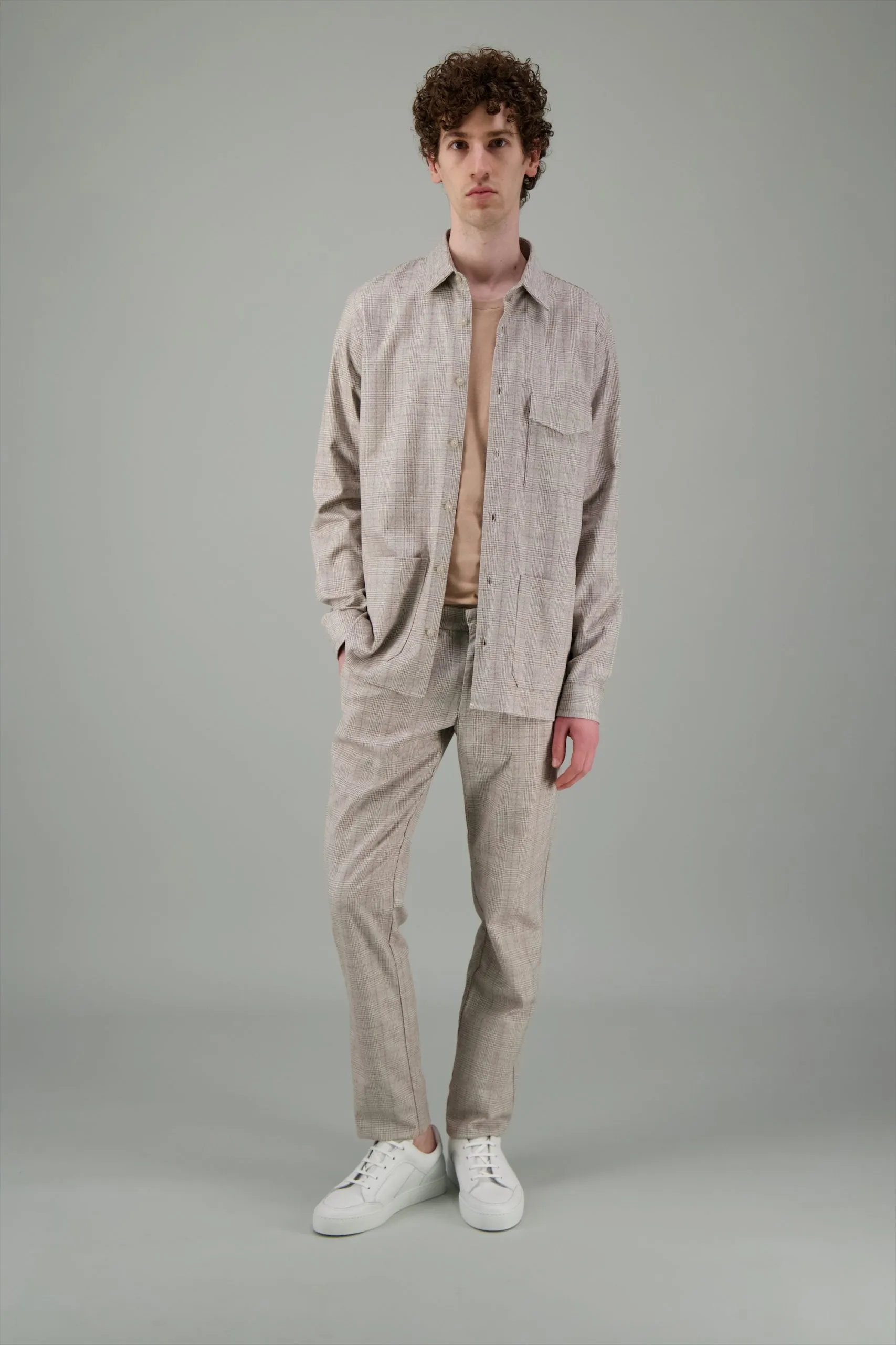 Surchemise à carreaux beige