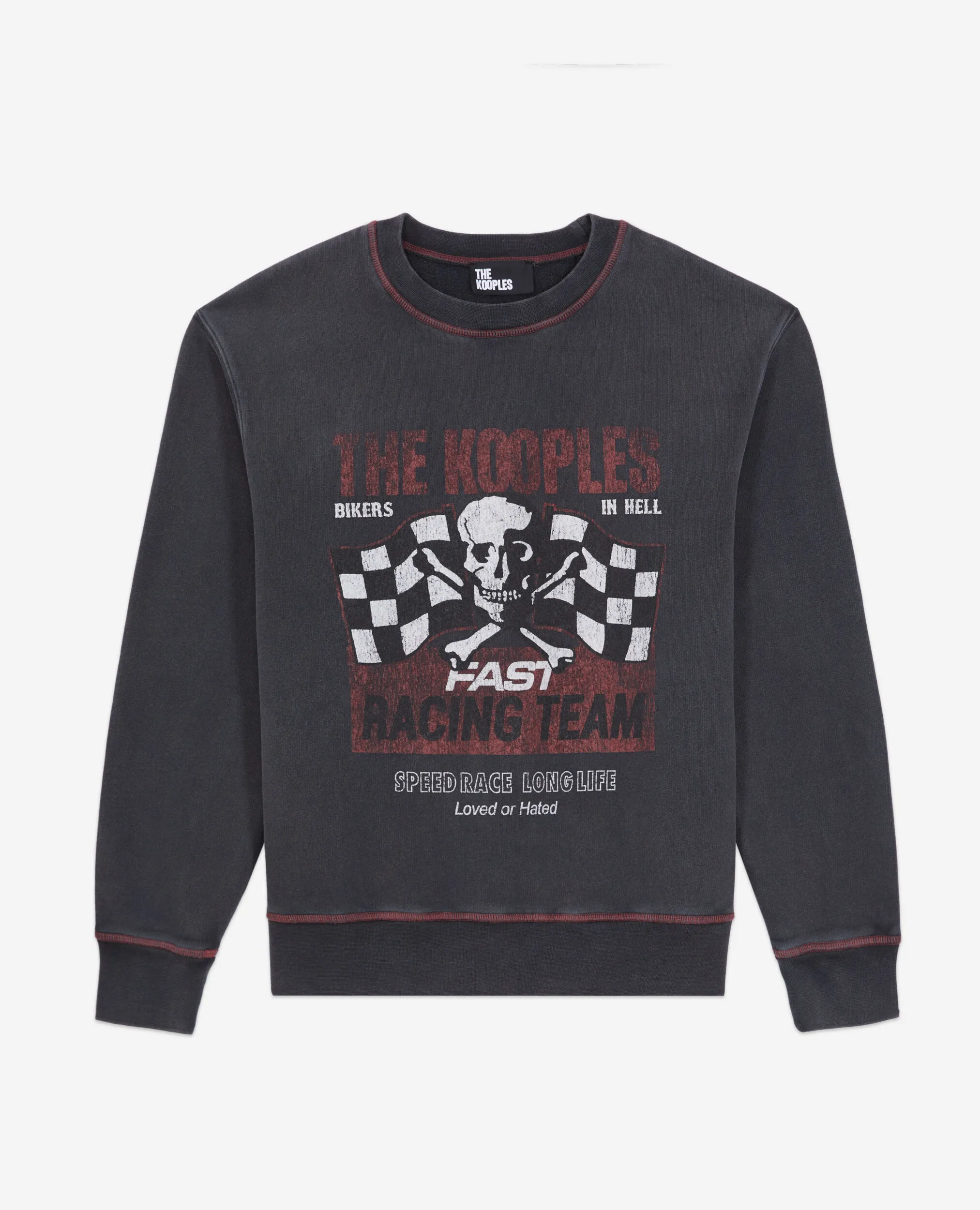 Sweatshirt Femme noir avec sérigraphie Racing skull