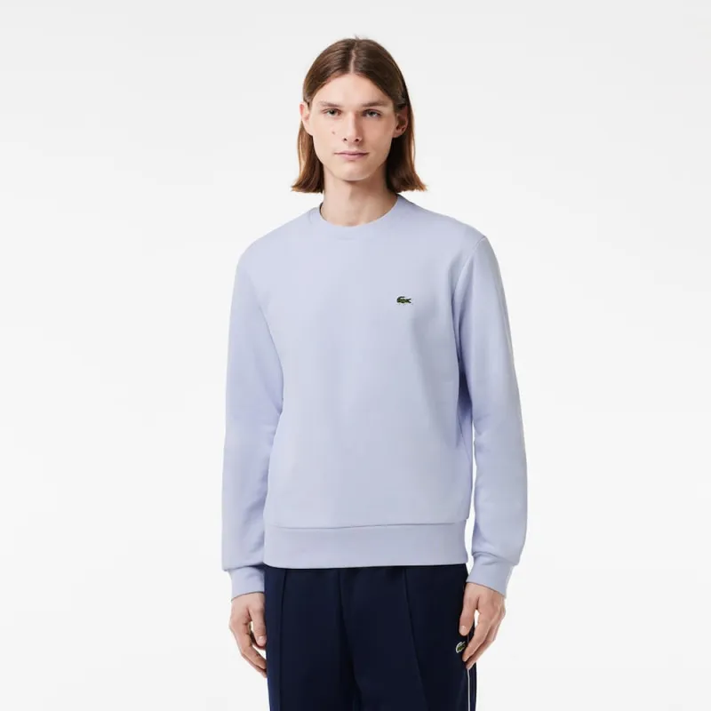 SWEATSHIRT HOMME LACOSTE EN MOLLETTON GRATTÉ DE COTON BIOLOGIQUE BLEU CLAIR