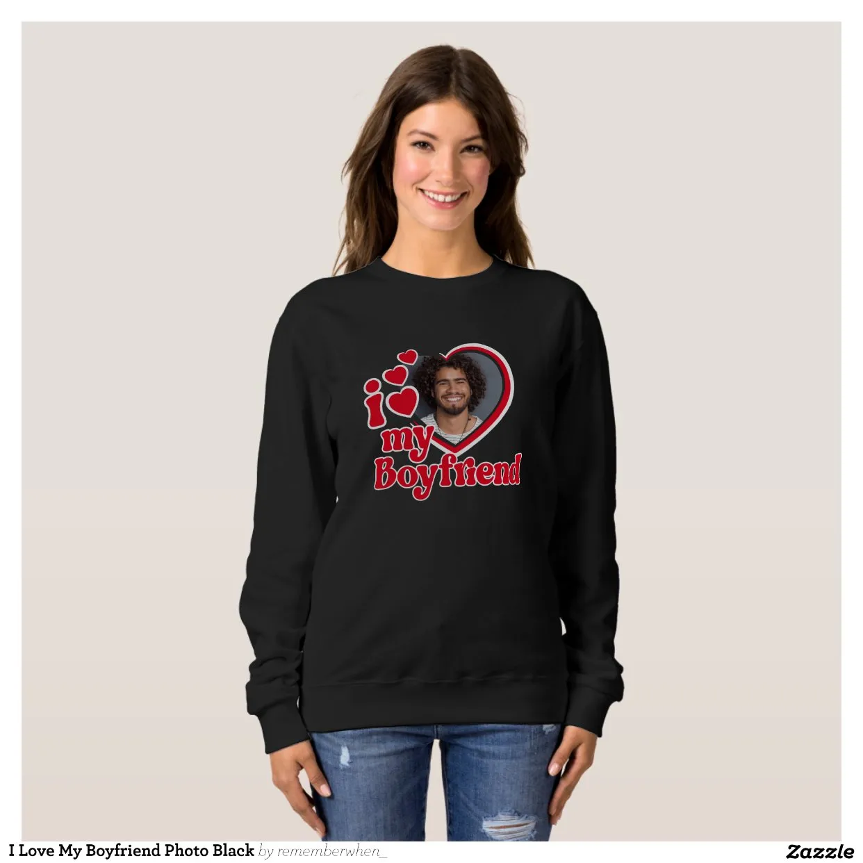 Sweatshirt I Love My Boyfriend Photo Black