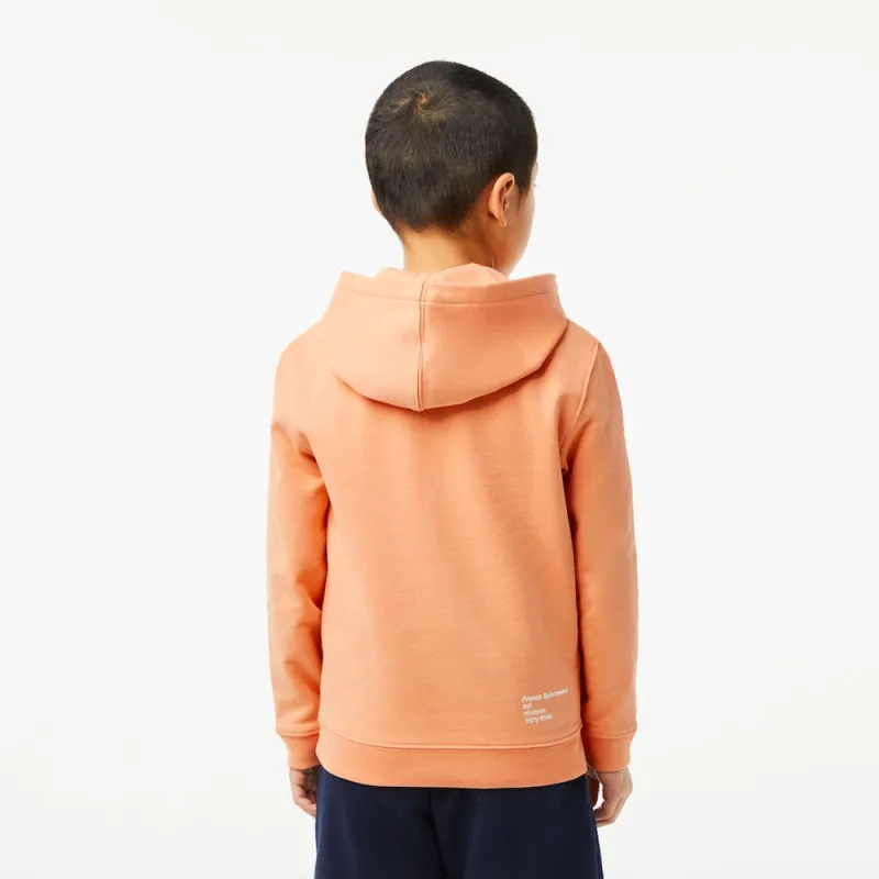 SWEATSHIRT À CAPUCHE GARCON LACOSTE ORANGE CLAIR AVEC IMPRIMÉS